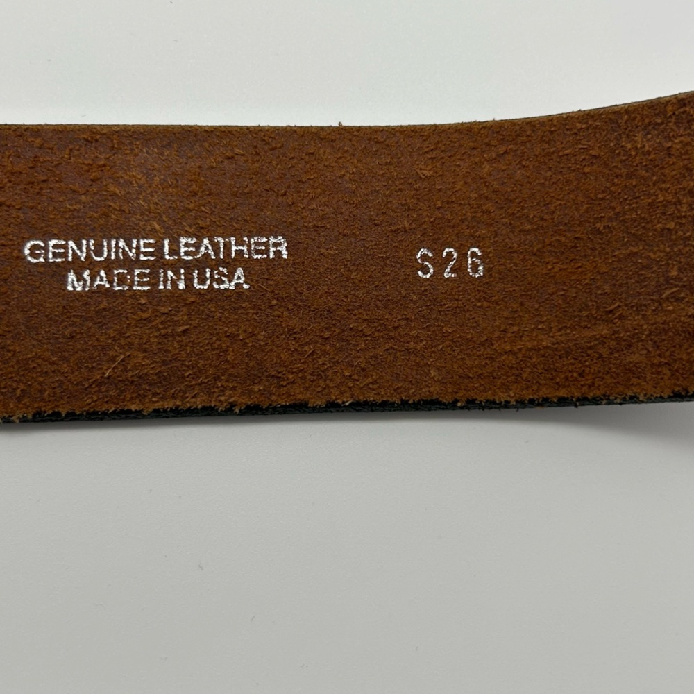 Brown Leather Silver Buckle Western Belt Size  26 - Picture 4 of 7